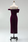 Dark Green Off the Shoulder Bodycon Velvet Dress