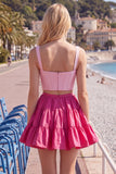2-Piece Navy Purple A Line Corset Homecoming Dress