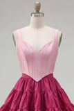 2-Piece Navy Purple A Line Corset Homecoming Dress