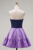 Pink Fuchsia Sweetheart Satin A Line Homecoming Dress with Bow