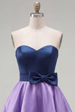 Pink Fuchsia Sweetheart Satin A Line Homecoming Dress with Bow