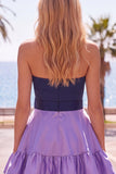 Pink Fuchsia Sweetheart Satin A Line Homecoming Dress with Bow