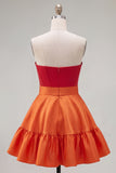 Pink Fuchsia Sweetheart Satin A Line Homecoming Dress with Bow