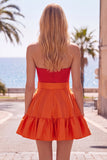 Pink Fuchsia Sweetheart Satin A Line Homecoming Dress with Bow