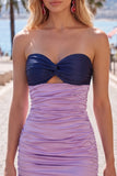 Red Orange Strapless Bodycon Short Homecoming Dress