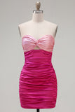 Red Orange Strapless Bodycon Short Homecoming Dress
