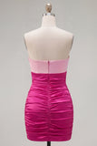 Red Orange Strapless Bodycon Short Homecoming Dress