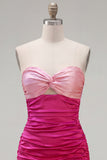 Red Orange Strapless Bodycon Short Homecoming Dress