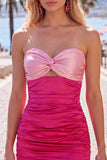 Red Orange Strapless Bodycon Short Homecoming Dress
