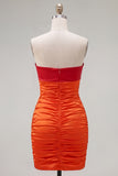 Red Orange Strapless Bodycon Short Homecoming Dress