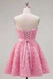 Blue Sweetheart A Line 3D Floral Short Homecoming Dress