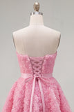 Blue Sweetheart A Line 3D Floral Short Homecoming Dress