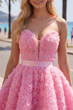 Blue Sweetheart A Line 3D Floral Short Homecoming Dress