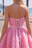 Blue Sweetheart A Line 3D Floral Short Homecoming Dress