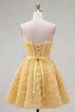 Blue Sweetheart A Line 3D Floral Short Homecoming Dress