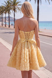 Blue Sweetheart A Line 3D Floral Short Homecoming Dress