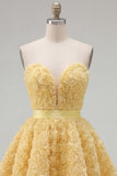 Blue Sweetheart A Line 3D Floral Short Homecoming Dress