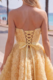 Blue Sweetheart A Line 3D Floral Short Homecoming Dress