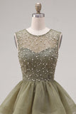 Pearl A Line Tiered Illusion Neck Black Homecoming Dress