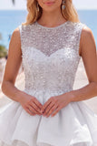 Pearl A Line Tiered Illusion Neck Black Homecoming Dress