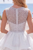 Pearl A Line Tiered Illusion Neck Black Homecoming Dress