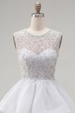 Pearl A Line Tiered Illusion Neck Black Homecoming Dress