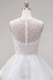 Pearl A Line Tiered Illusion Neck Black Homecoming Dress