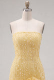 Blue Strapless 3D Flowers Bodycon Homecoming Dress with Pearls