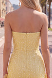 Blue Strapless 3D Flowers Bodycon Homecoming Dress with Pearls