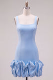 Mint Green Square Neck Bodycon Short Homecoming Dress with Ruffles