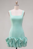 Mint Green Square Neck Bodycon Short Homecoming Dress with Ruffles