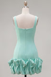 Mint Green Square Neck Bodycon Short Homecoming Dress with Ruffles