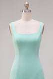Mint Green Square Neck Bodycon Short Homecoming Dress with Ruffles