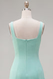Mint Green Square Neck Bodycon Short Homecoming Dress with Ruffles