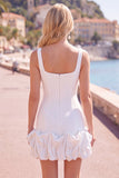 Mint Green Square Neck Bodycon Short Homecoming Dress with Ruffles