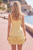Mint Green Square Neck Bodycon Short Homecoming Dress with Ruffles