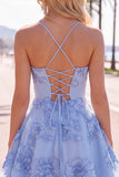 Dark Green A Line Short Homecoming Dress with Lace-up Back