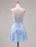 Dark Green A Line Short Homecoming Dress with Lace-up Back