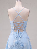 Dark Green A Line Short Homecoming Dress with Lace-up Back