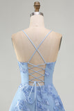 Dark Green A Line Short Homecoming Dress with Lace-up Back