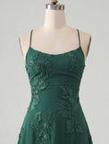 Dark Green A Line Short Homecoming Dress with Lace-up Back
