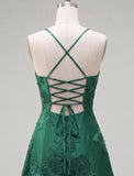 Dark Green A Line Short Homecoming Dress with Lace-up Back