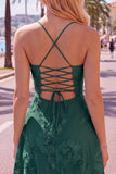 Dark Green A Line Short Homecoming Dress with Lace-up Back