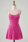 Dark Green A Line Short Homecoming Dress with Lace-up Back