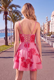 Dark Green A Line Short Homecoming Dress with Lace-up Back
