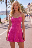 Dark Green A Line Short Homecoming Dress with Lace-up Back