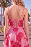 Dark Green A Line Short Homecoming Dress with Lace-up Back