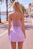 Dark Green A Line Short Homecoming Dress with Lace-up Back