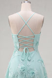 Dark Green A Line Short Homecoming Dress with Lace-up Back