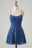 Dark Green A Line Short Homecoming Dress with Lace-up Back